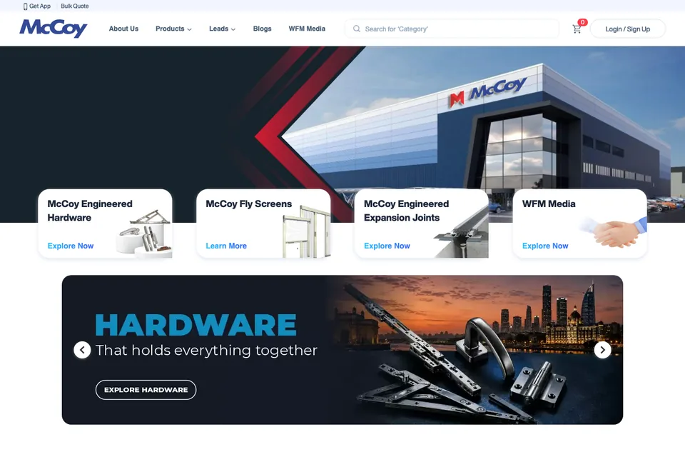 Screenshot of the McCoy Mart website (mccoymart.com)