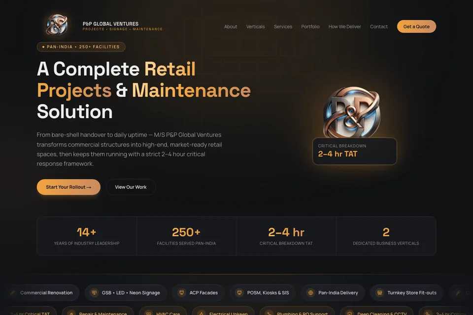 Screenshot of the P&P Global Ventures website (ppgv.in)